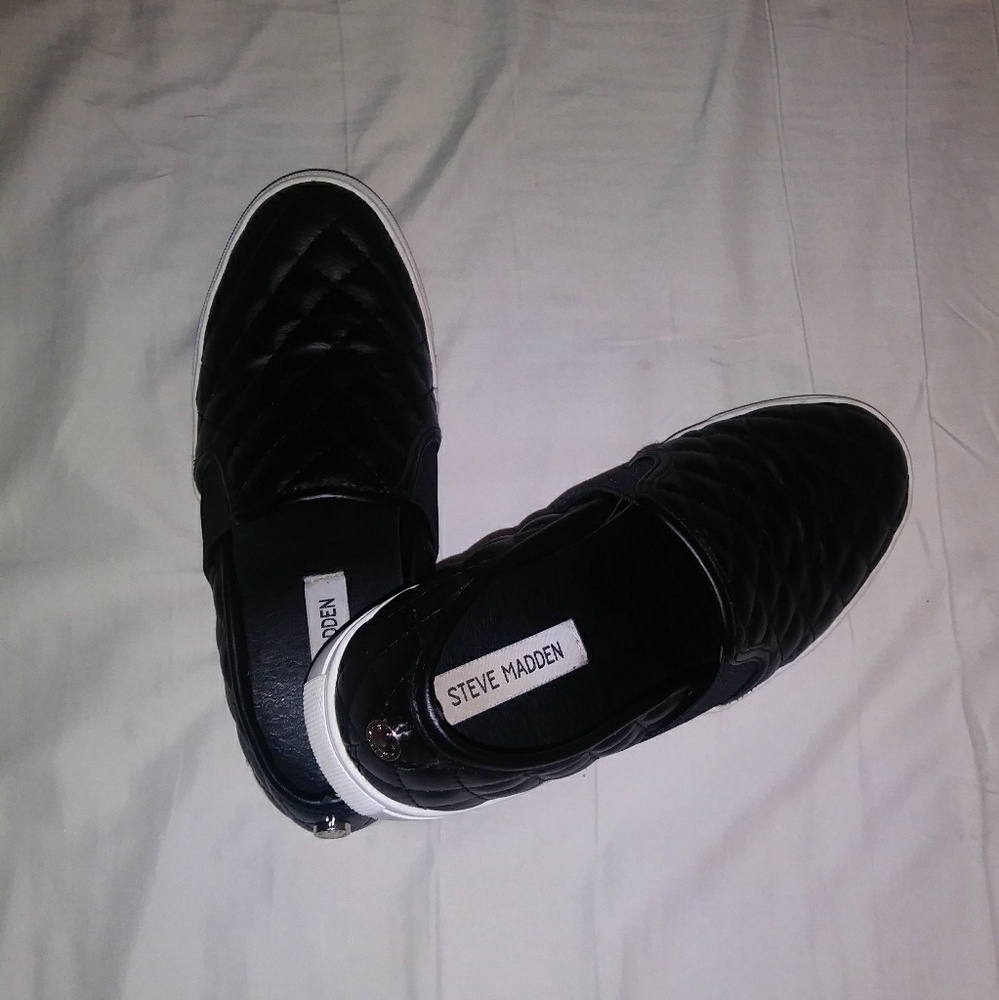 Black Steve Madden Slip Ons